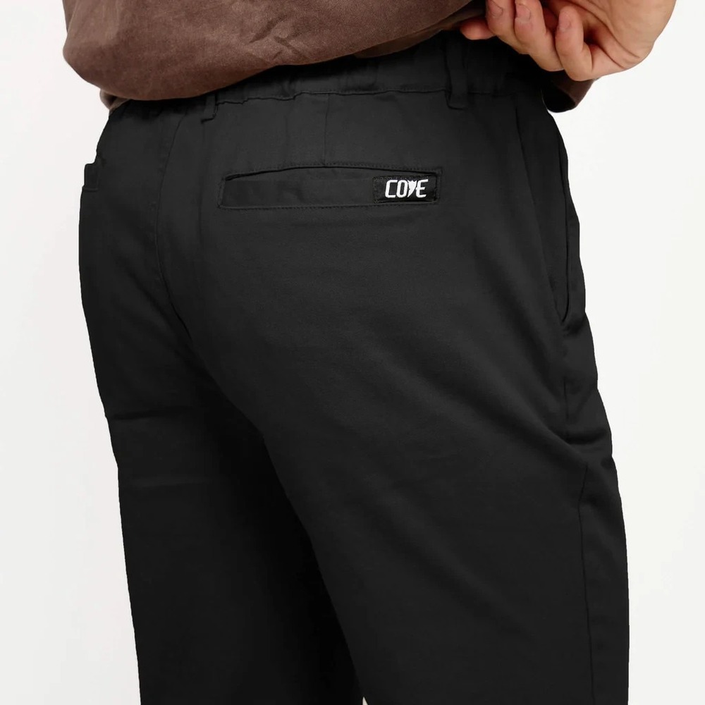 Cove USA Mens Chino Pants Sz 38 Faded Black Stretch‎ Elastic Waist Slim Straight